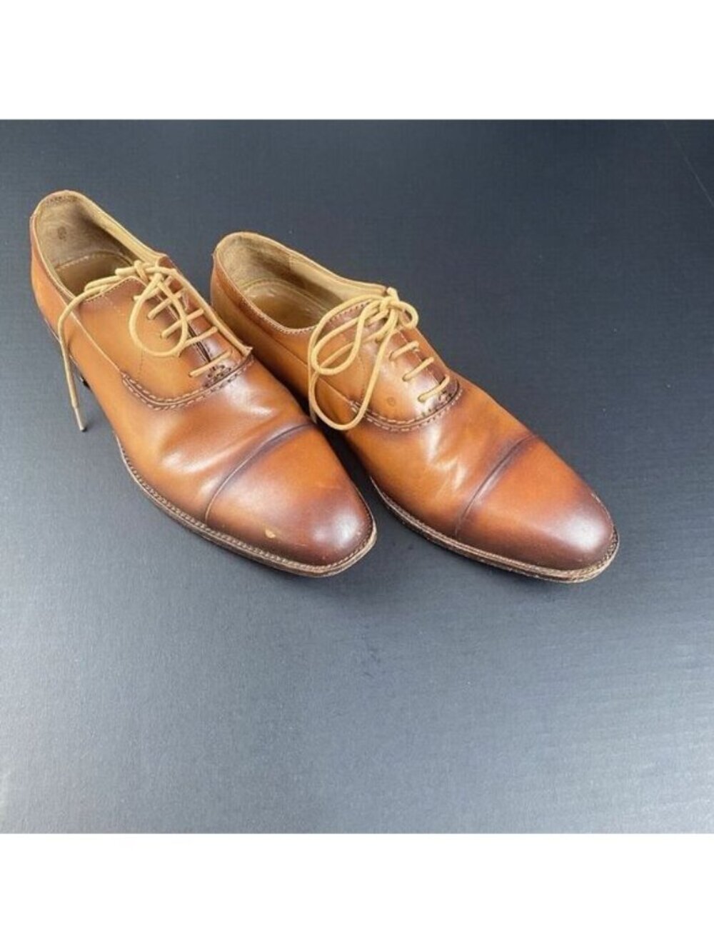 HART SCHAFFNER MARX Size 8 Brown Leather Lace-Up Oxford Men's Shoes HK349S96